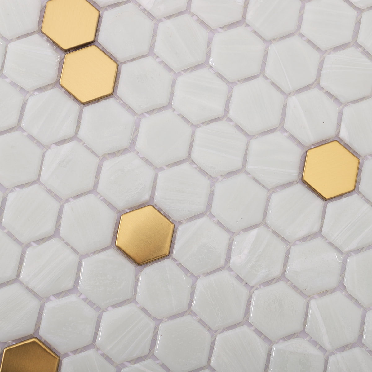 High-Gloss Hexagon Mosaics – Delicate white hexagon tiles 