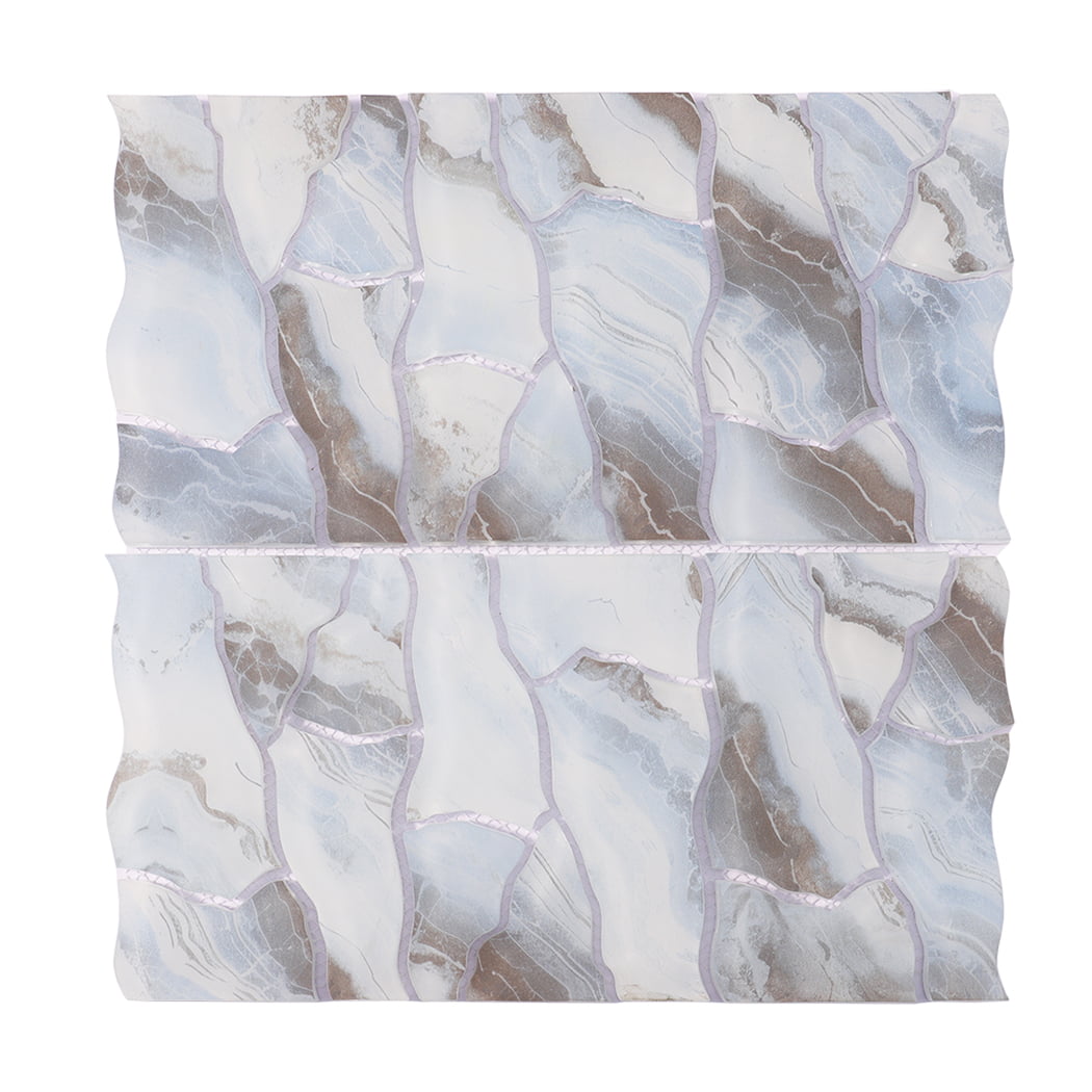 Ice blue brown irregular glass mosaic tile sheet with flowing stone-look patterns