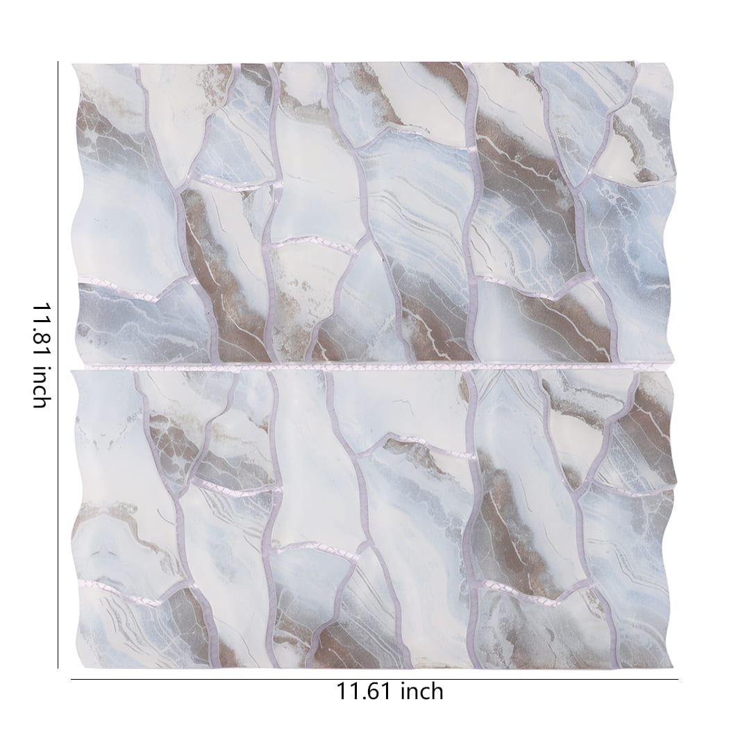 Ice blue brown irregular glass mosaic tile sheet measuring 11.61 x 11.81 inches