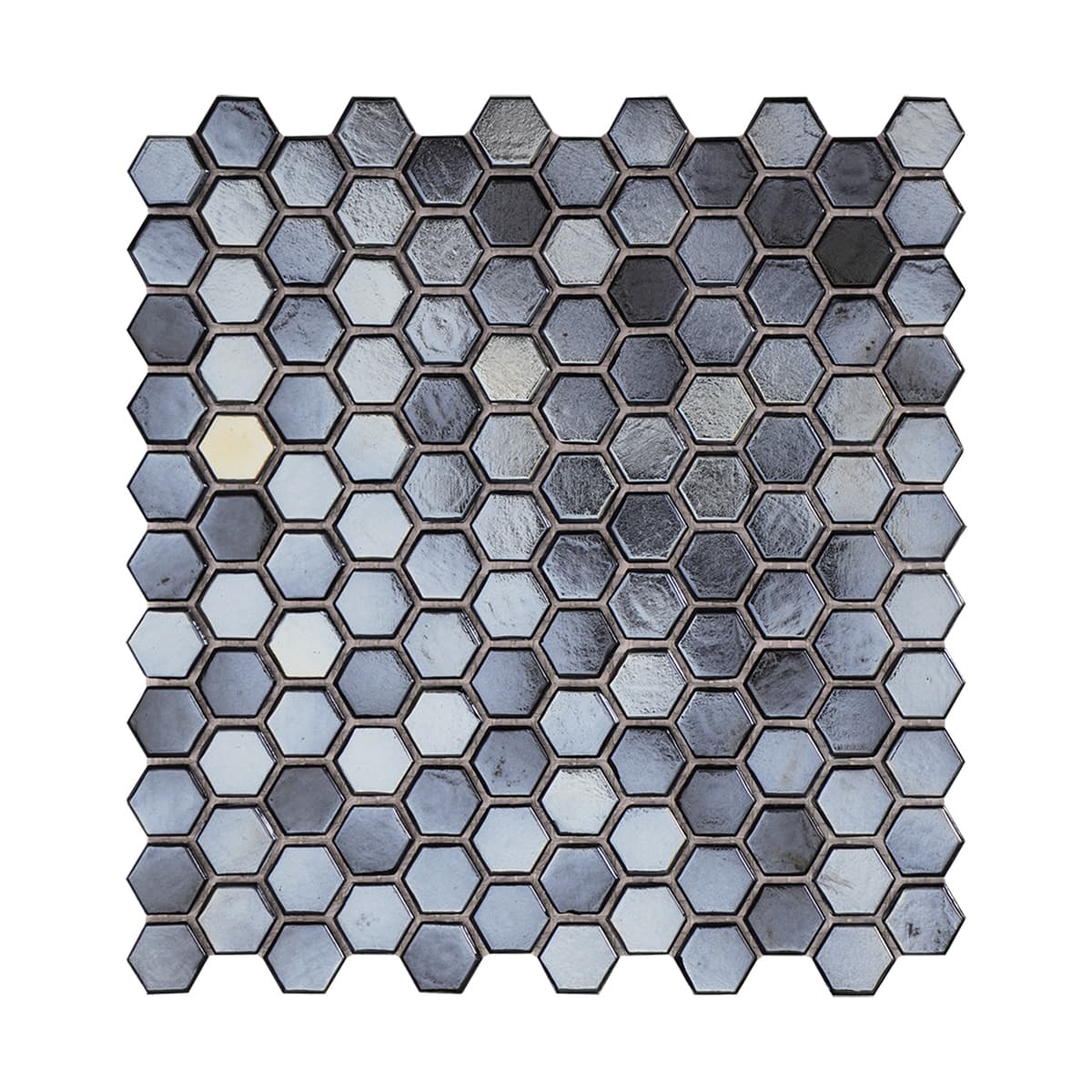 Black Polished Honeycomb Glass Mosaic Floor Tile