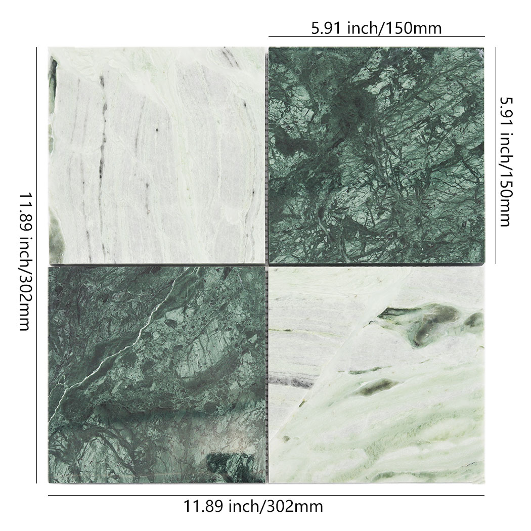 Light and dark green marble checkerboard mosaic tile with 11.89 inch dimensions