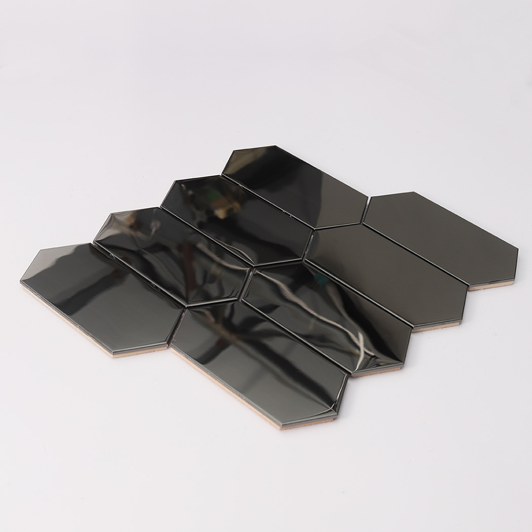 Mirror Black Hexagon Metal Tile Hotel Lobby Mosaic