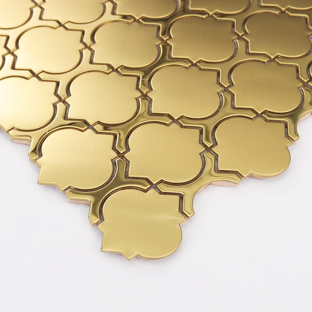 Perspective view showing the corner and thickness of gold lantern tiles.