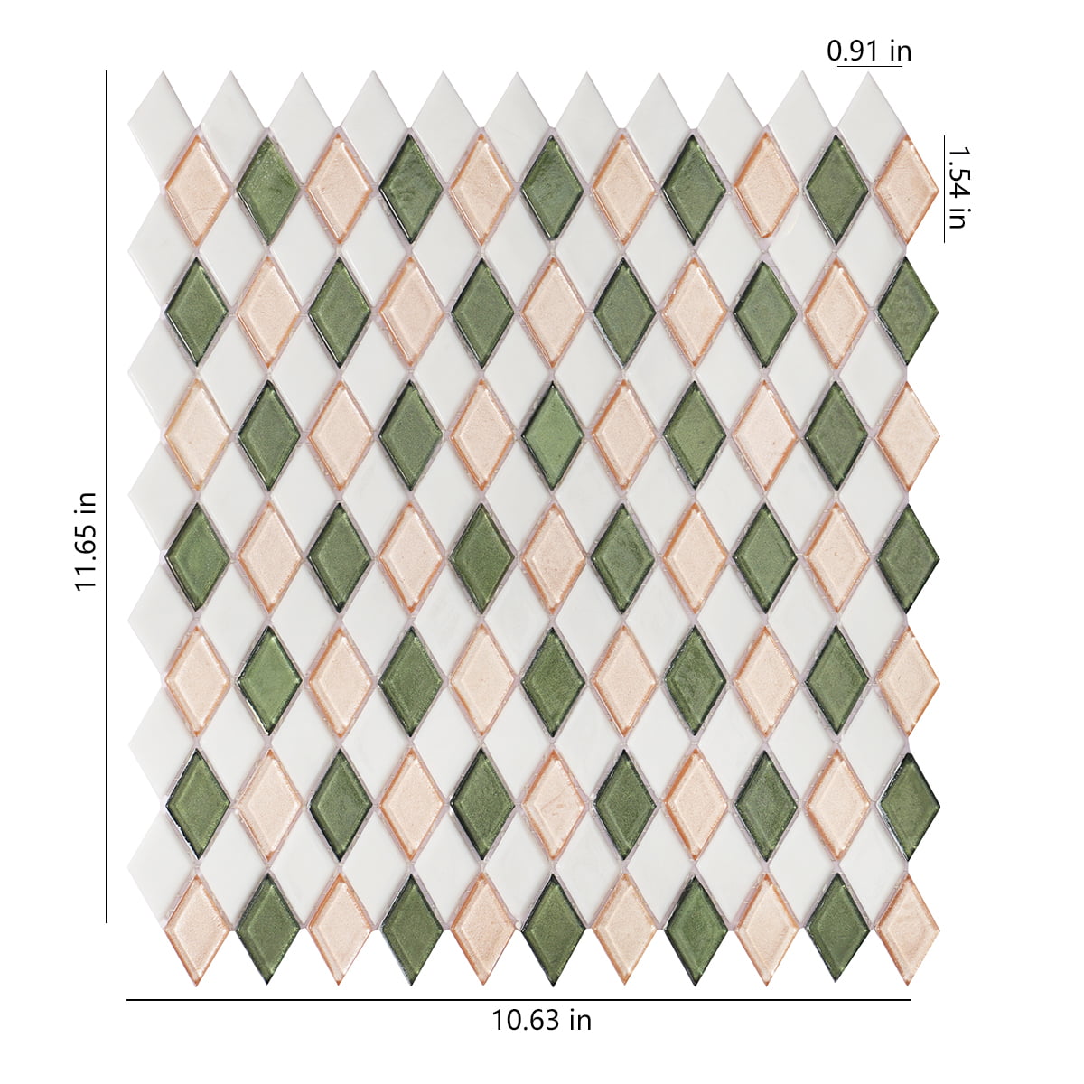 Pink and Green Checkerboard Pattern Mosaic Tiles Size