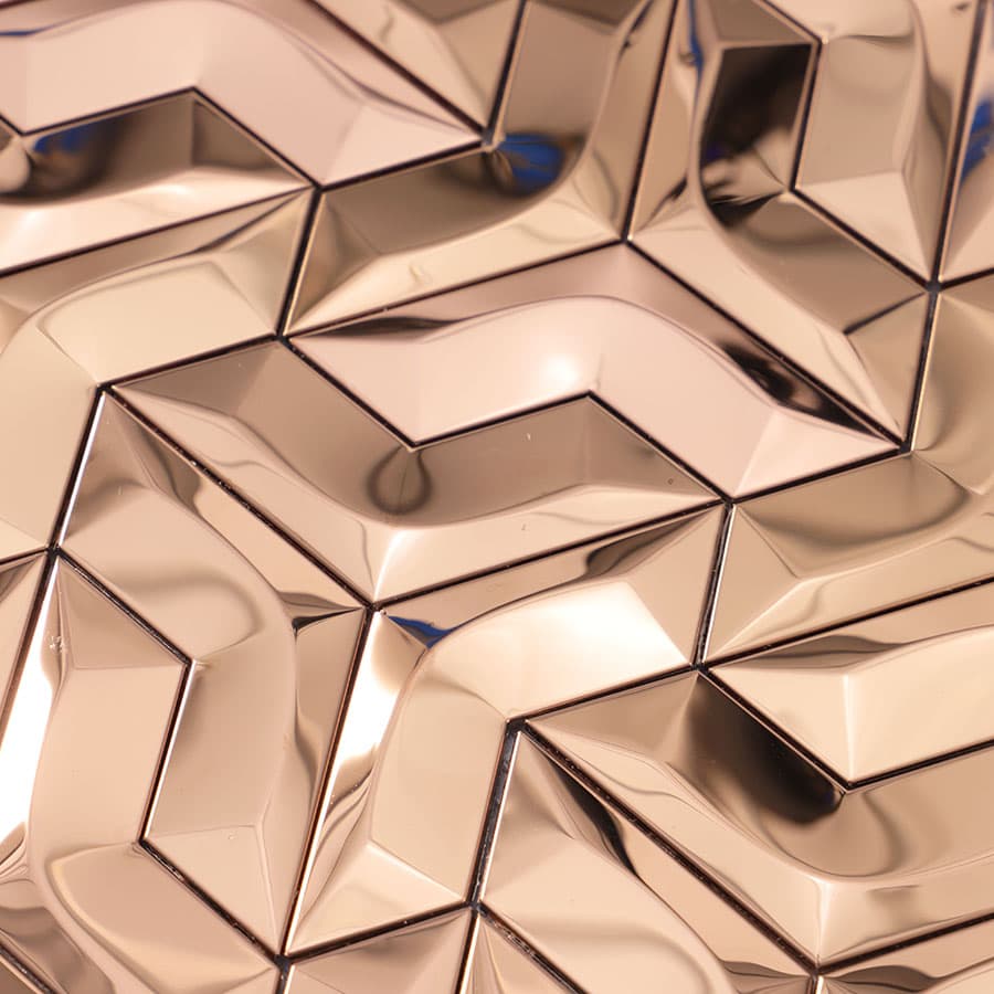 Detailed texture of rose gold 3D wall tile