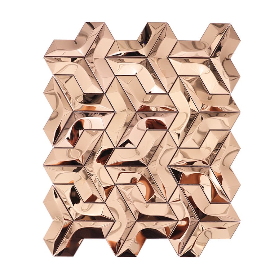 Rose gold 3D geometric wall tile panel