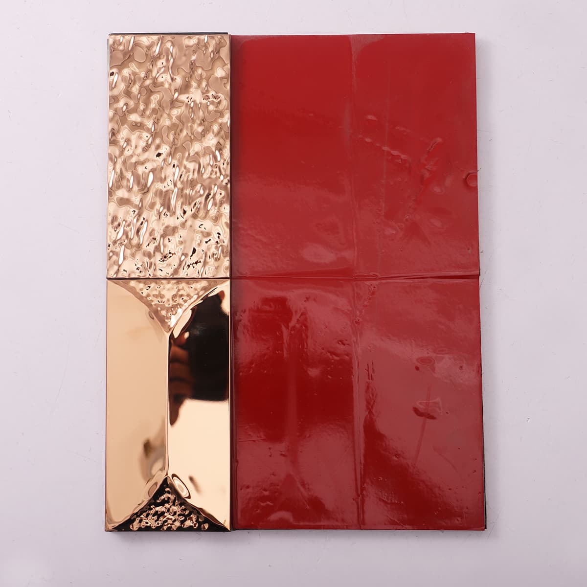  Rose gold 3D stainless steel tile with red adhesive backing