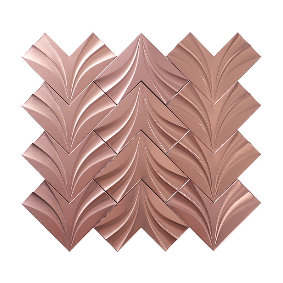 Full sheet of rose gold 3D herringbone stainless steel mosaic wall tile