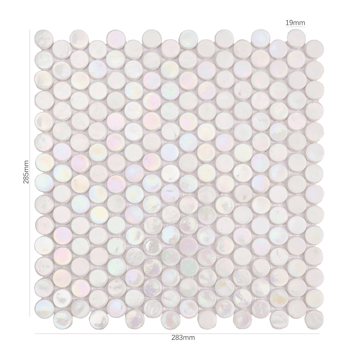 Pearl White Iridescent Penny Round Glass Mosaic Tiles for Walls and Floors