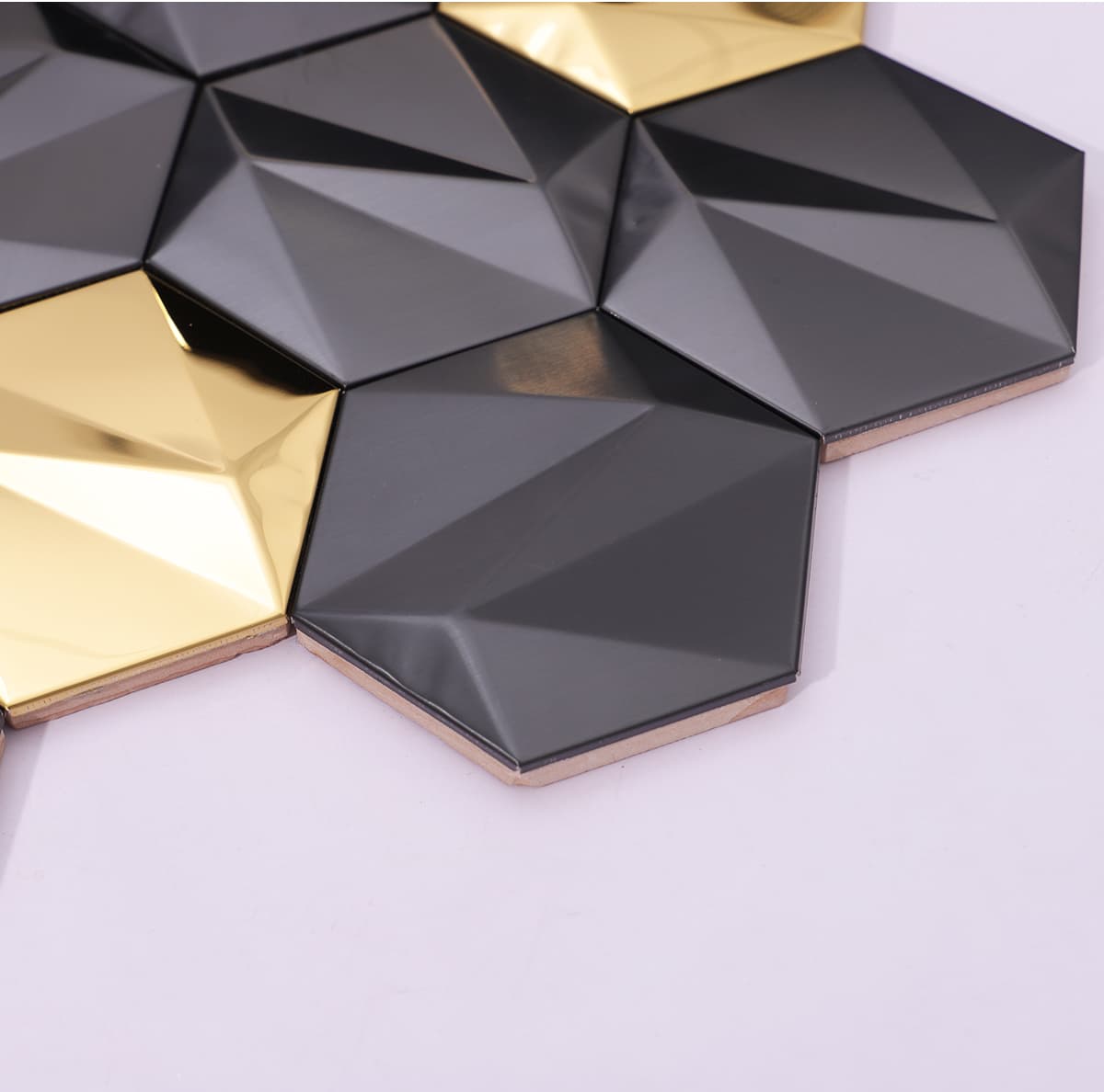 Side perspective showing tile thickness and angular structure.