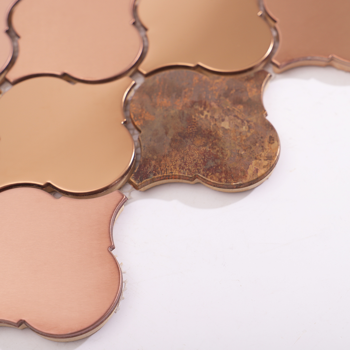 Side profile showing the depth and dimensionality of the mosaic tiles.