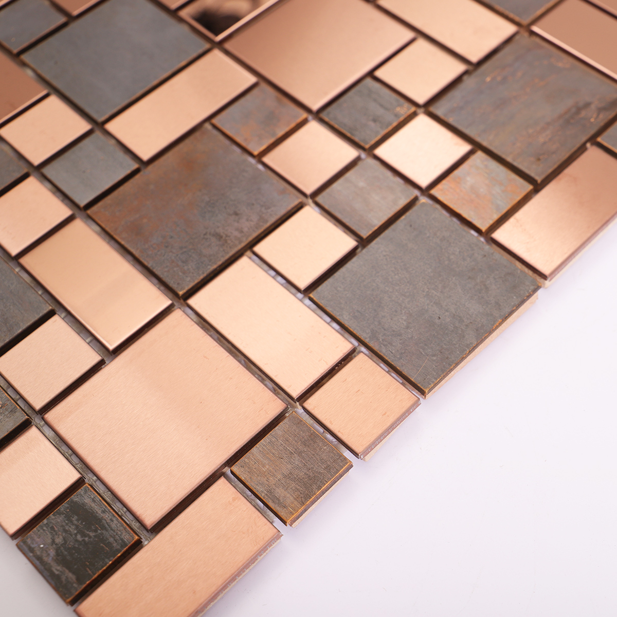 Side profile revealing the layered depth of the metal tiles.