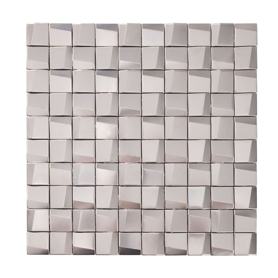 Silver cube 3D stainless steel mosaic tile sheet