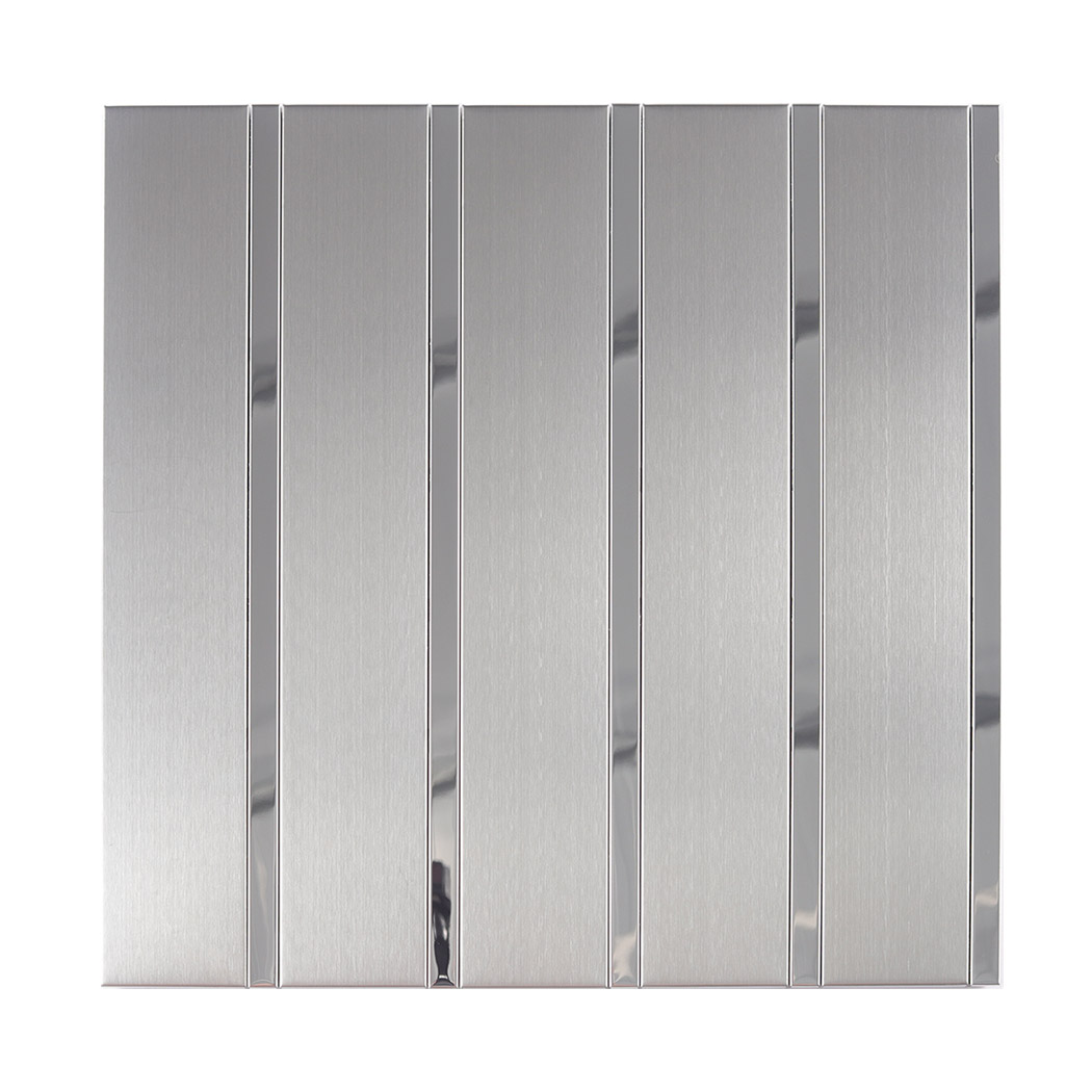 White background image for silver stainless steel striped tile