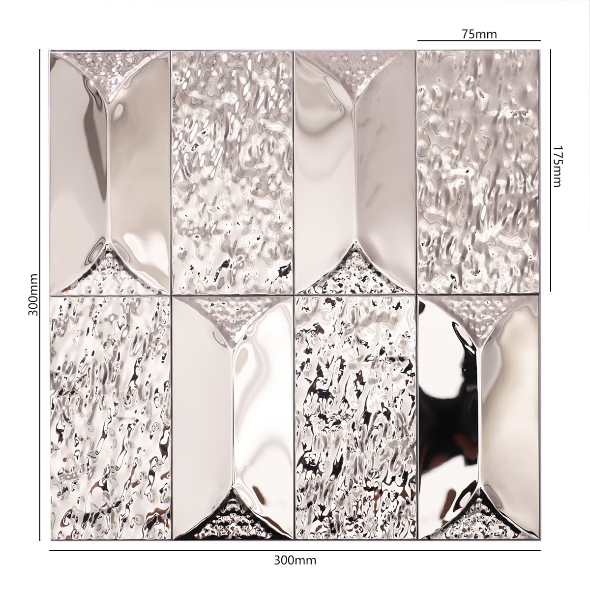 Silver 3D Peel and Stick Mosaic Tile Decorative Metal Wall