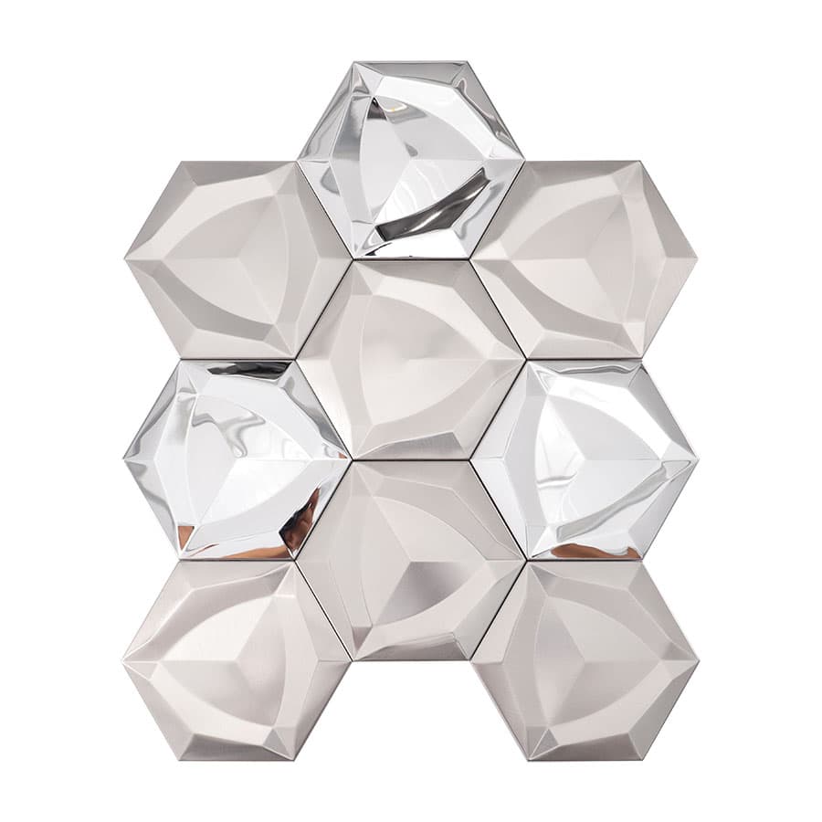 Full sheet of silver hexagon stainless steel mirror tile