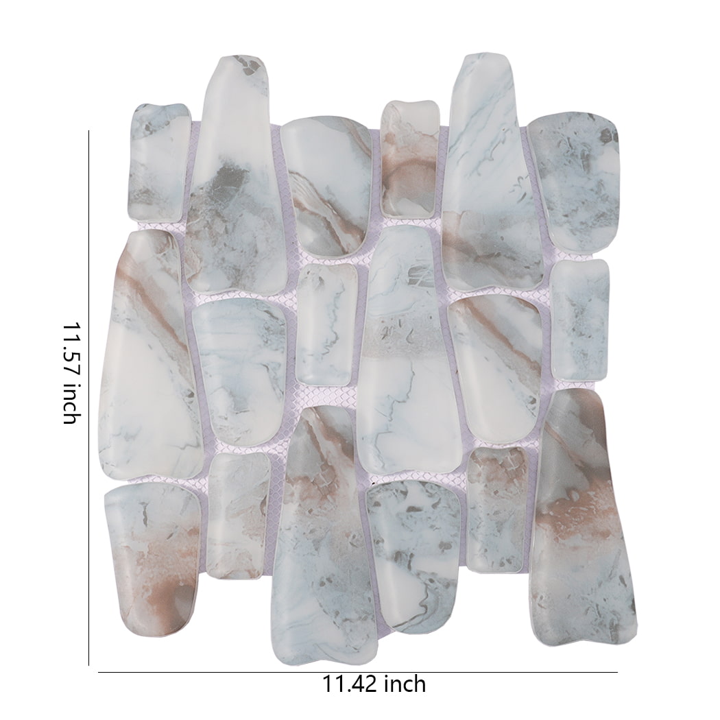 Soft Blue Beige Pebble Glass Tile for Coastal Powder Room, Kitchen Backsplash and Bar Front
