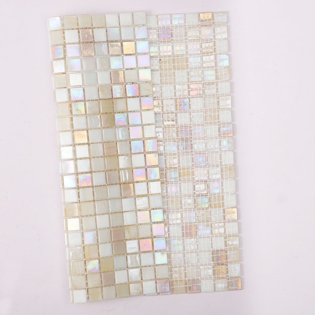 Spa-inspired room with pastel mosaic tiled floor and accent wall