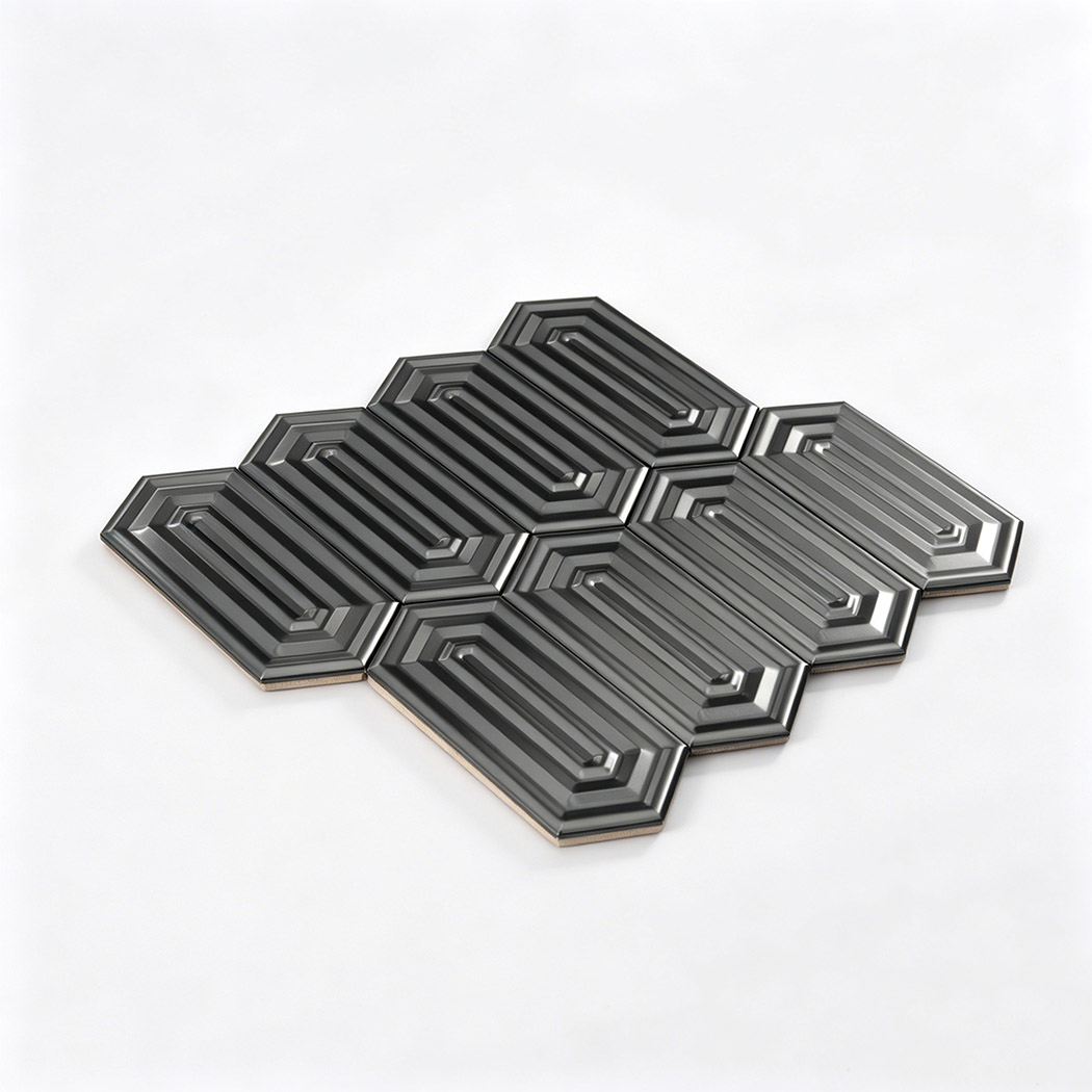 Stainless steel mosaic tile mesh backing hex sheet rear view installation support