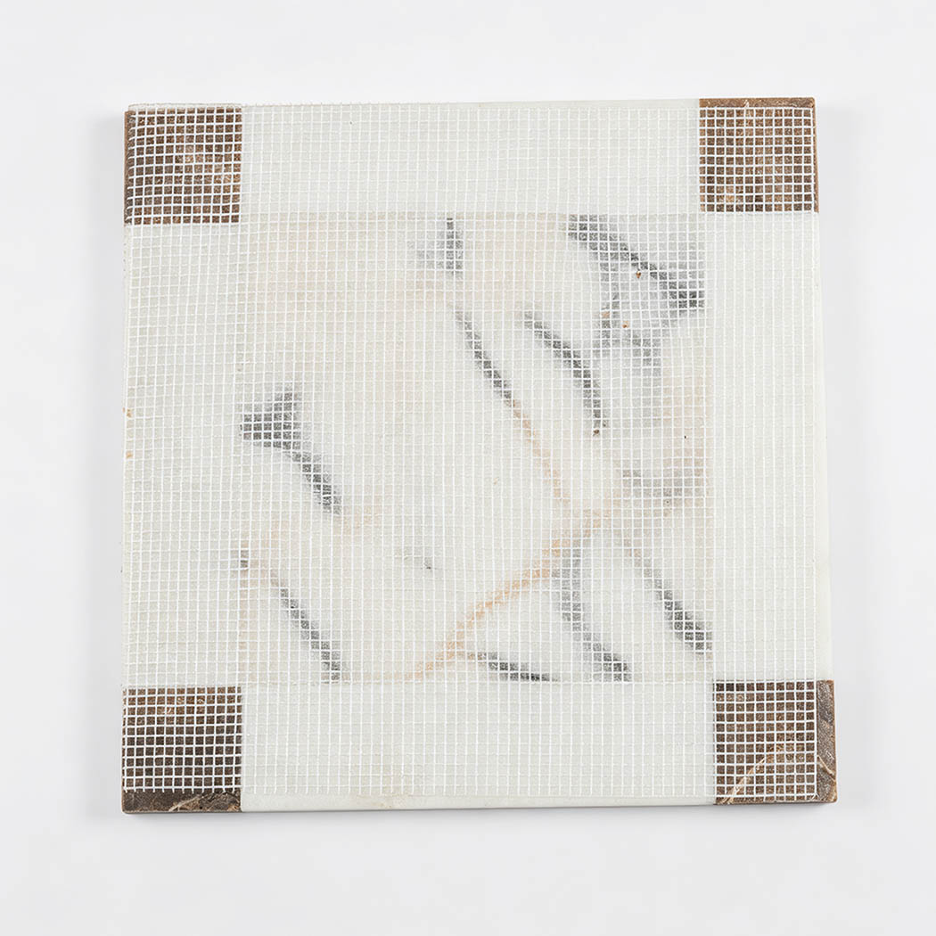 Mesh backing of white marble border mosaic tile