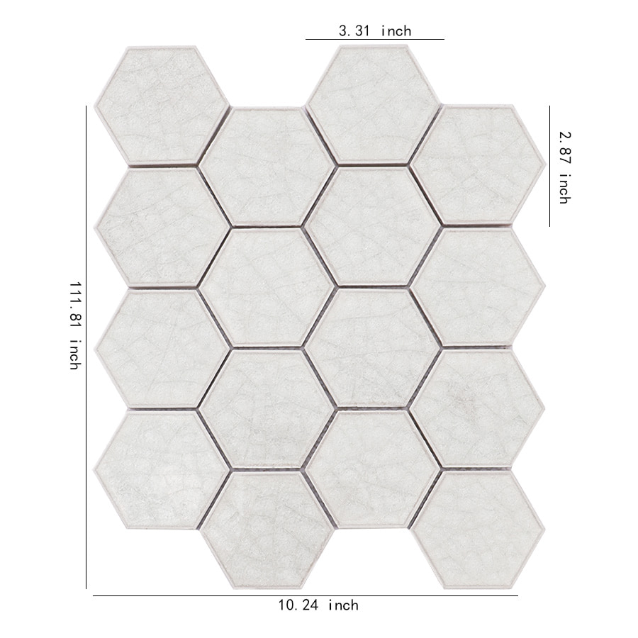 White Hexagon Ceramic Crackle Mosaic Backsplash Wall Tile 