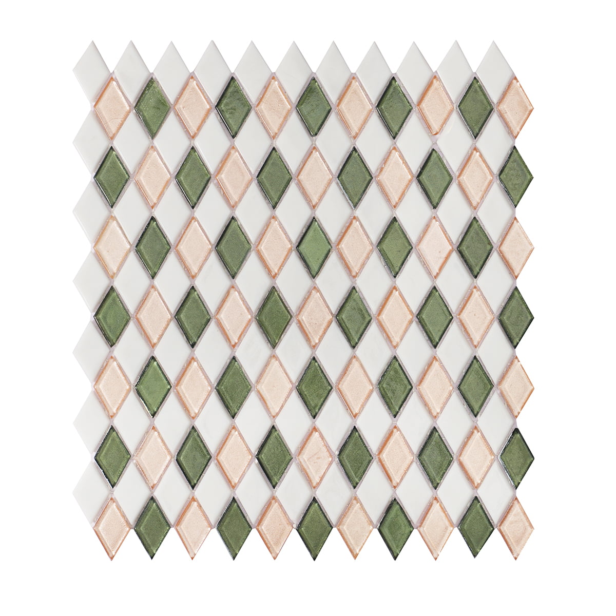 a Sheet Pink and Green Checkerboard Pattern Glass  Mosaic Tiles