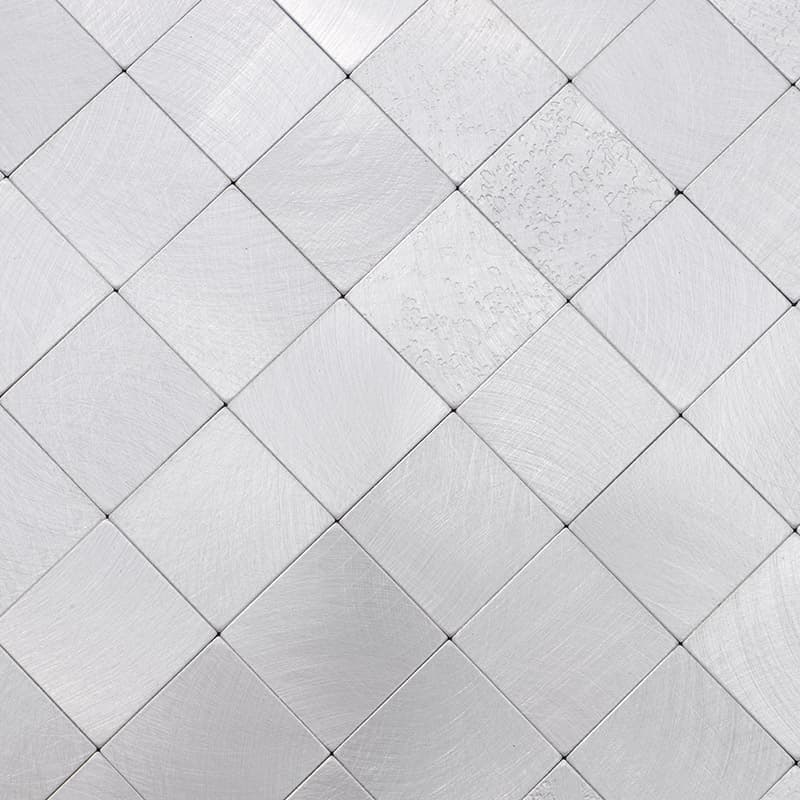 Aluminum tiles brushed finish close-up view
