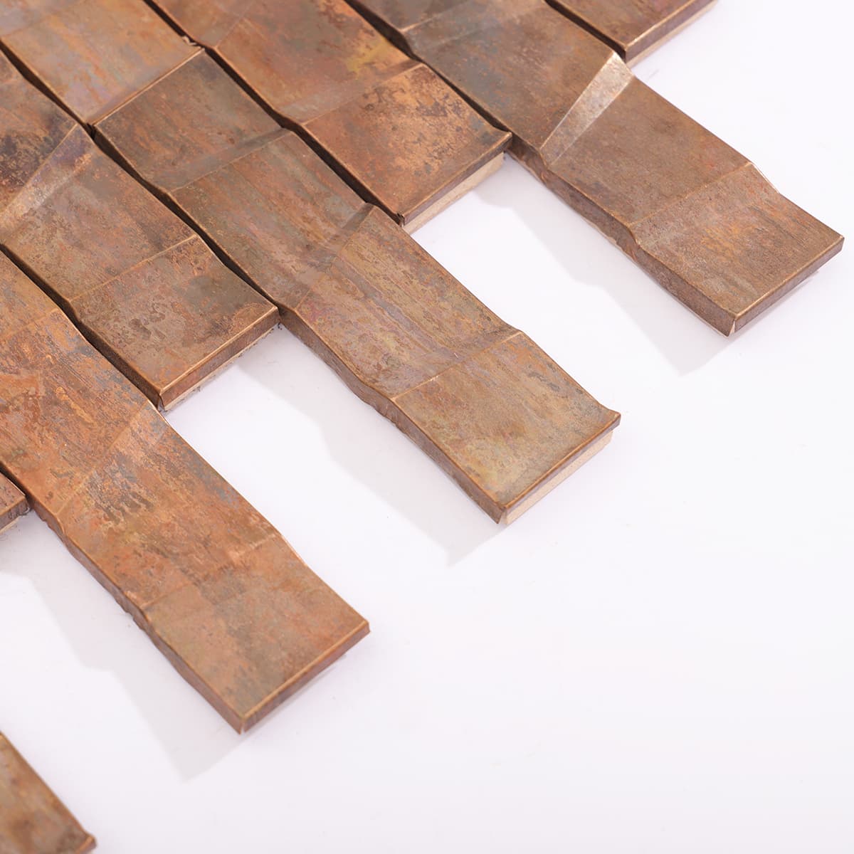 Antique copper 3D long strip mosaic side view