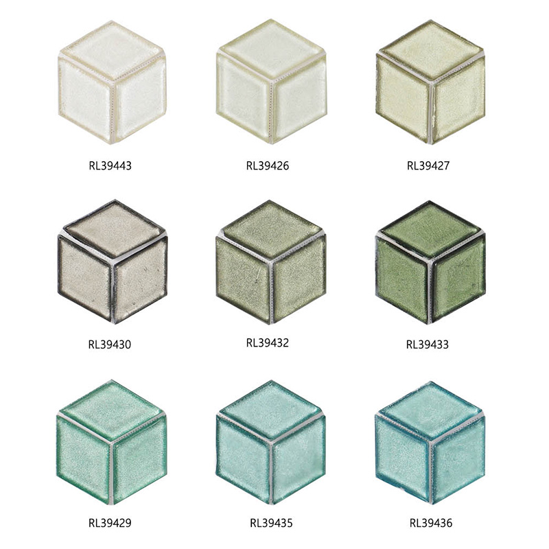 Front view of Diamond series mosaic tiles color palettes.