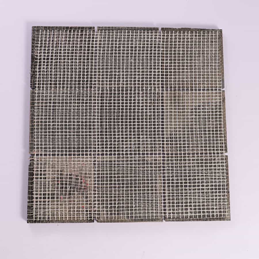 Back mesh support of black stone mosaic tile sheet