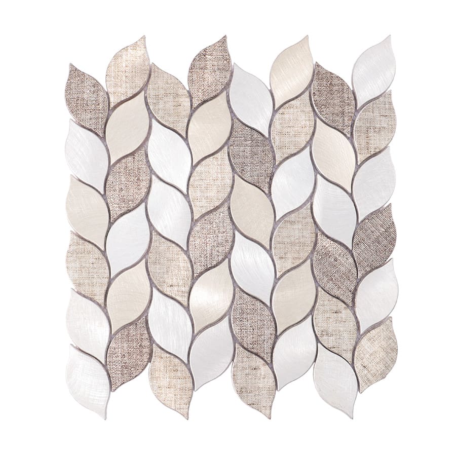 Beige and silver leaf aluminum mosaic tile sheet for modern wall design