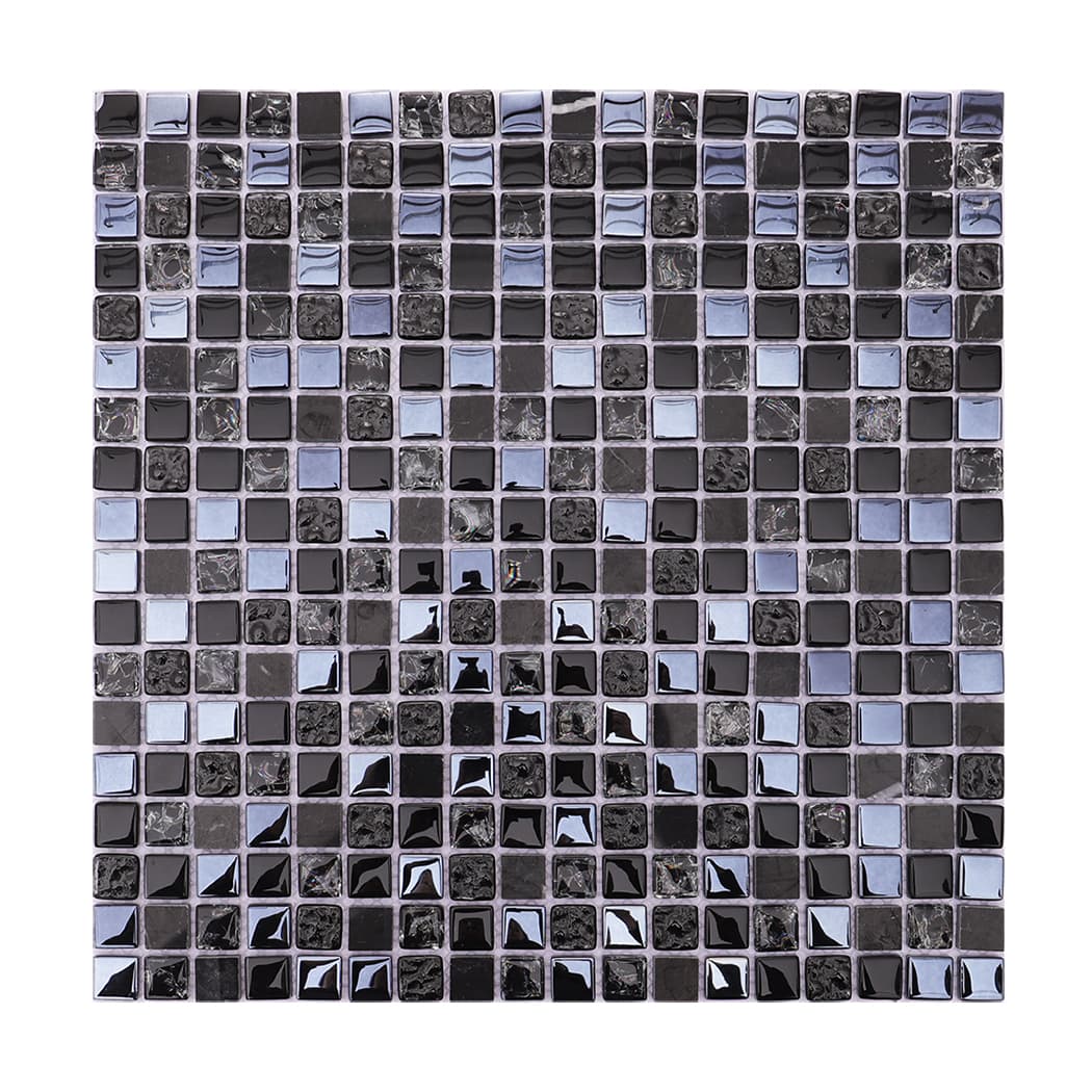 Full sheet of black metallic black crystal glass mosaic tile