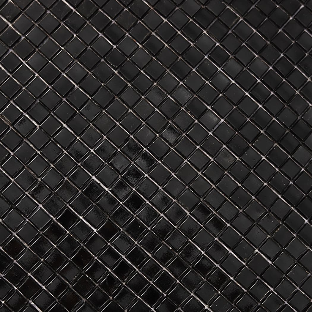 Glossy surface pattern of black mini glass mosaic tiles
