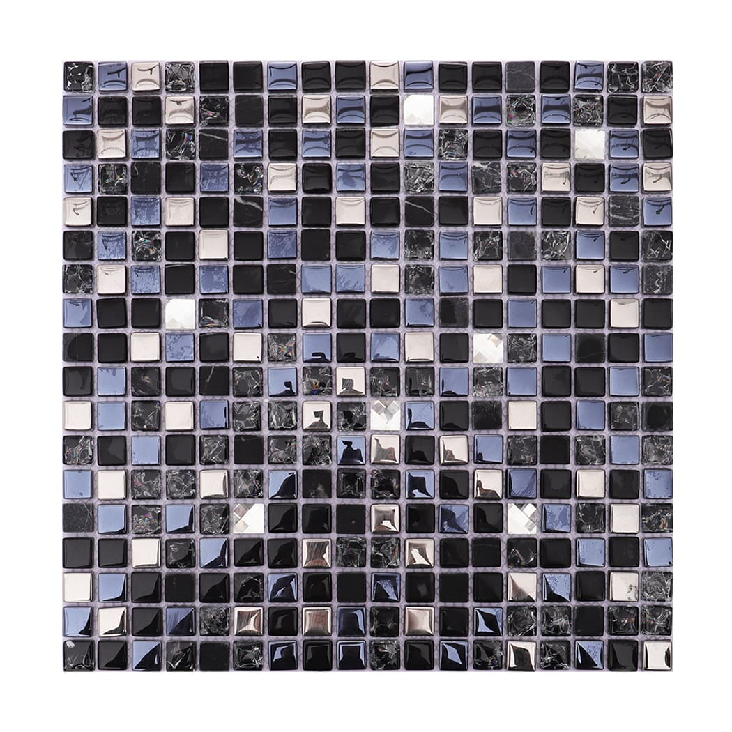 Full sheet of black silver crystal glass mosaic tile