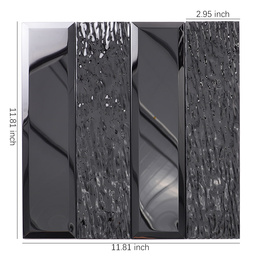 Black stainless steel vertical subway mosaic tile with size dimensions