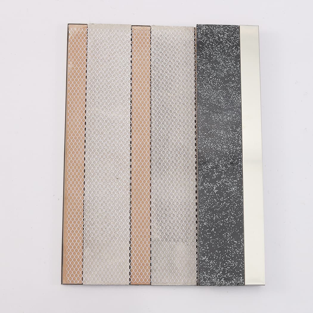 Mesh back of black electroplated stone and silver stainless steel mosaic tile sheet