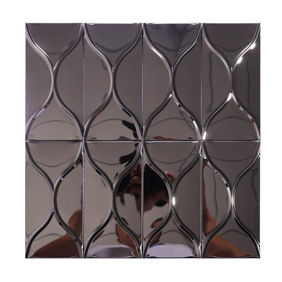 Full sheet black mirror finish wave metal mosaic tile