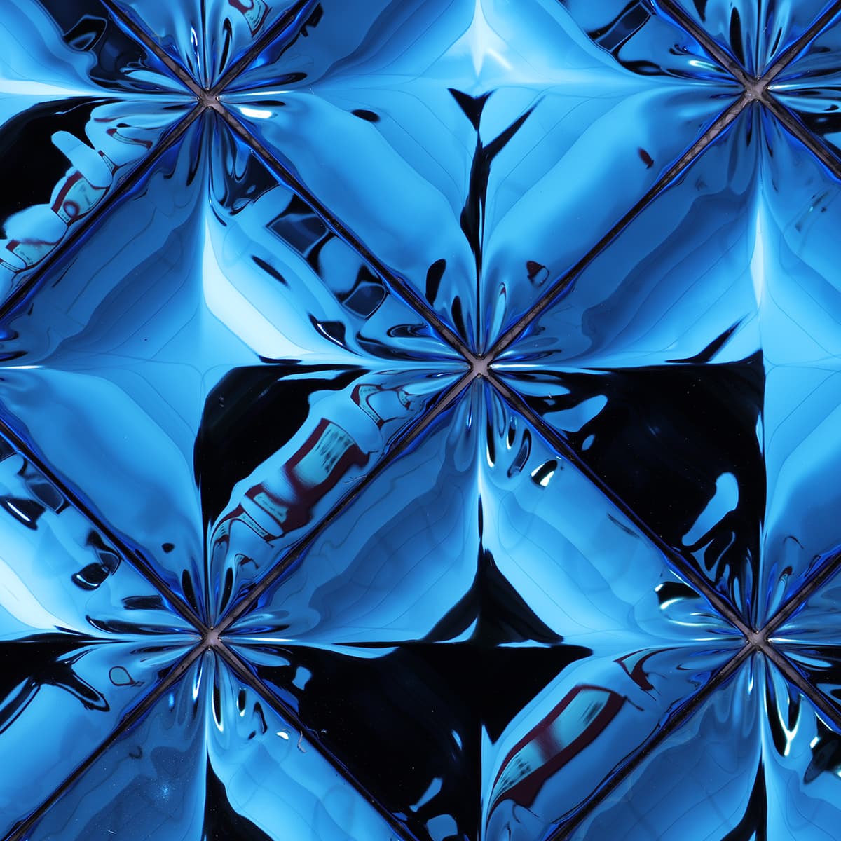 Blue mirror stainless steel mosaic tile close-up texture