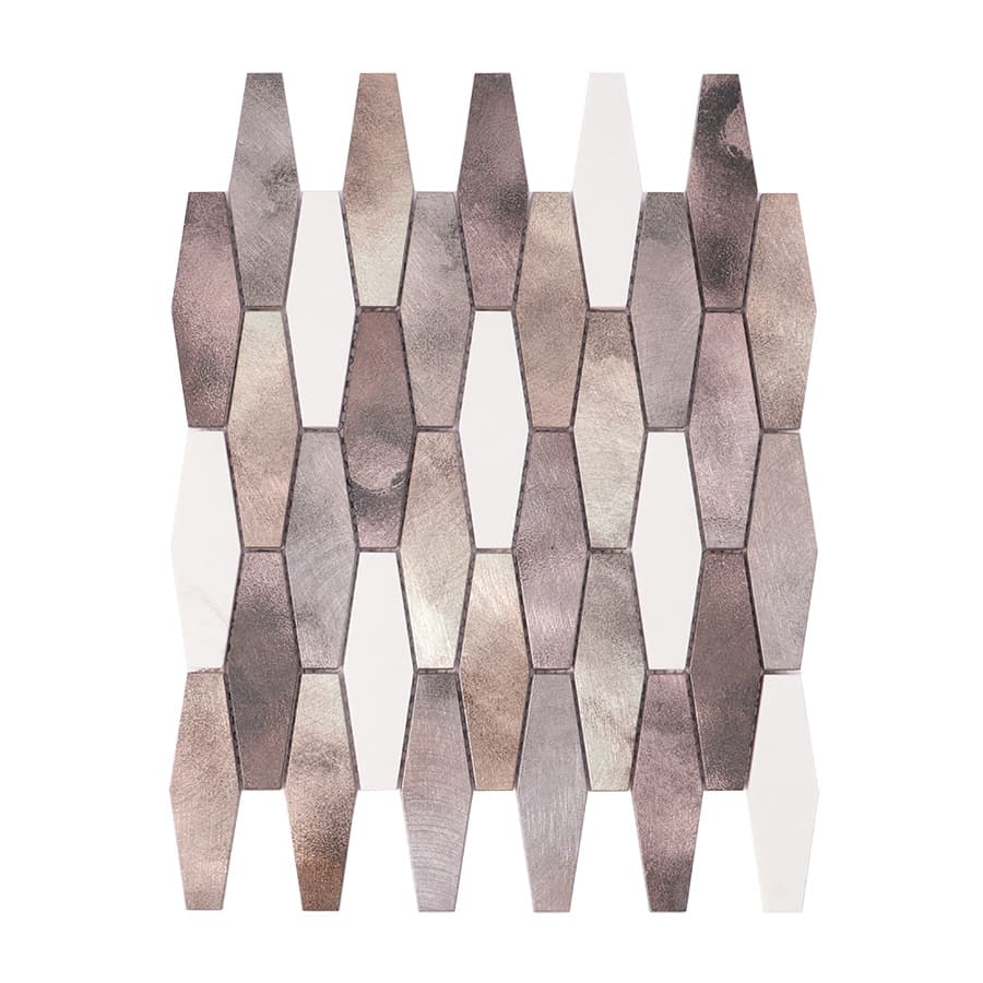 Bronze and silver tone diamond aluminum mosaic front view