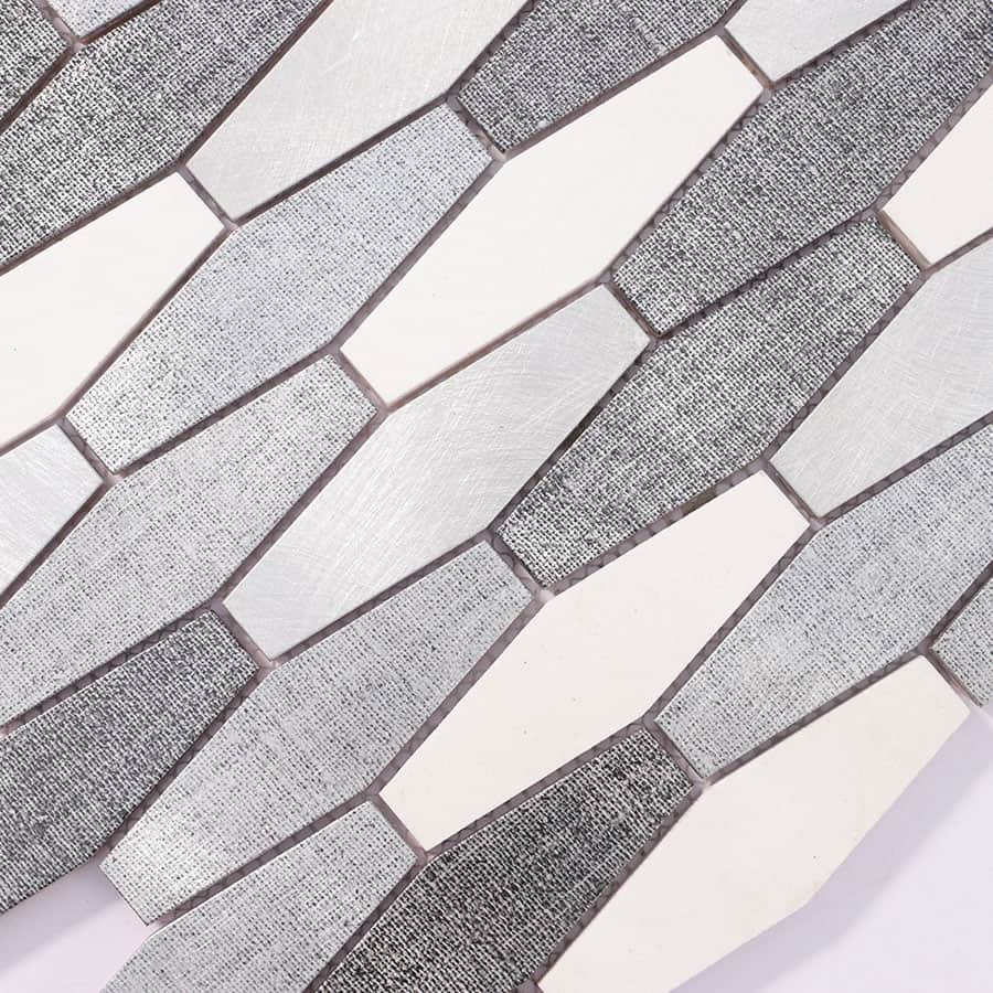 Brushed texture detail of silver aluminum diamond mosaic sheet