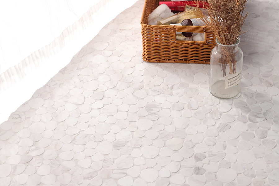 Carrara Marble Tiles white mosaic with soft grey veining for elegant flooring