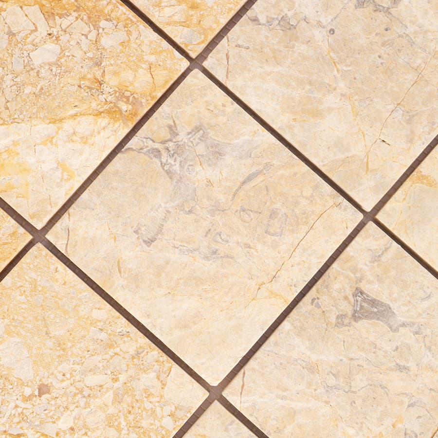 Close up of beige marble mosaic tile surface texture