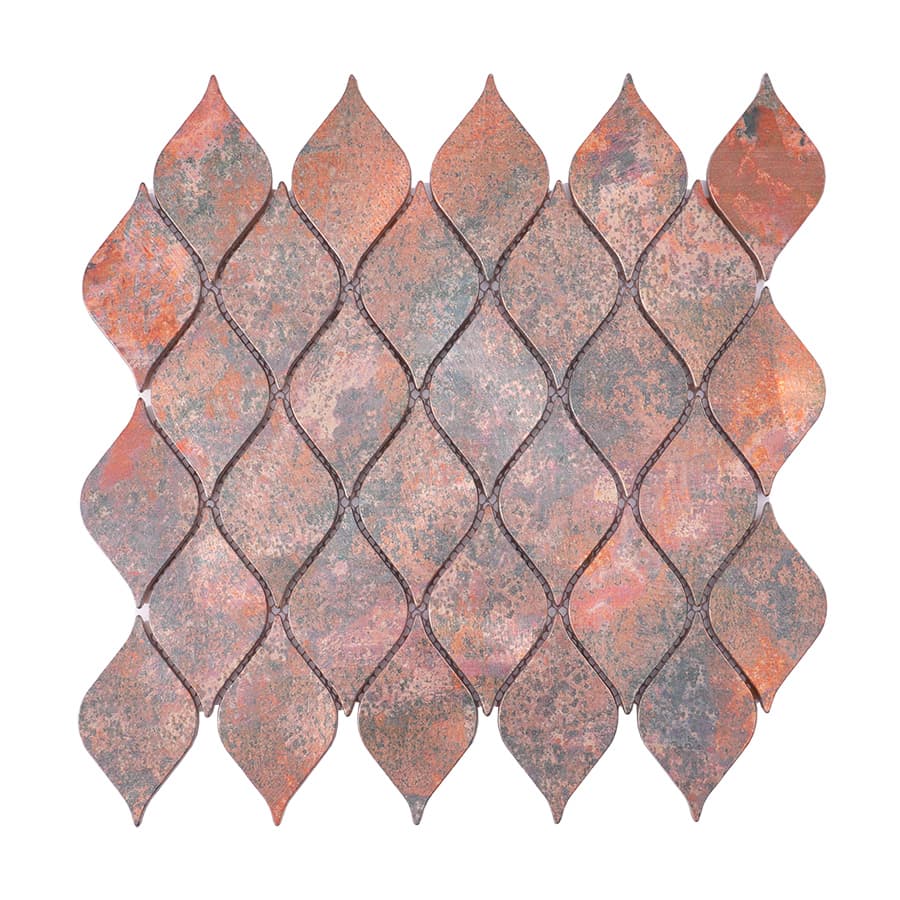 Front view of copper leaf aluminum mosaic tile sheet