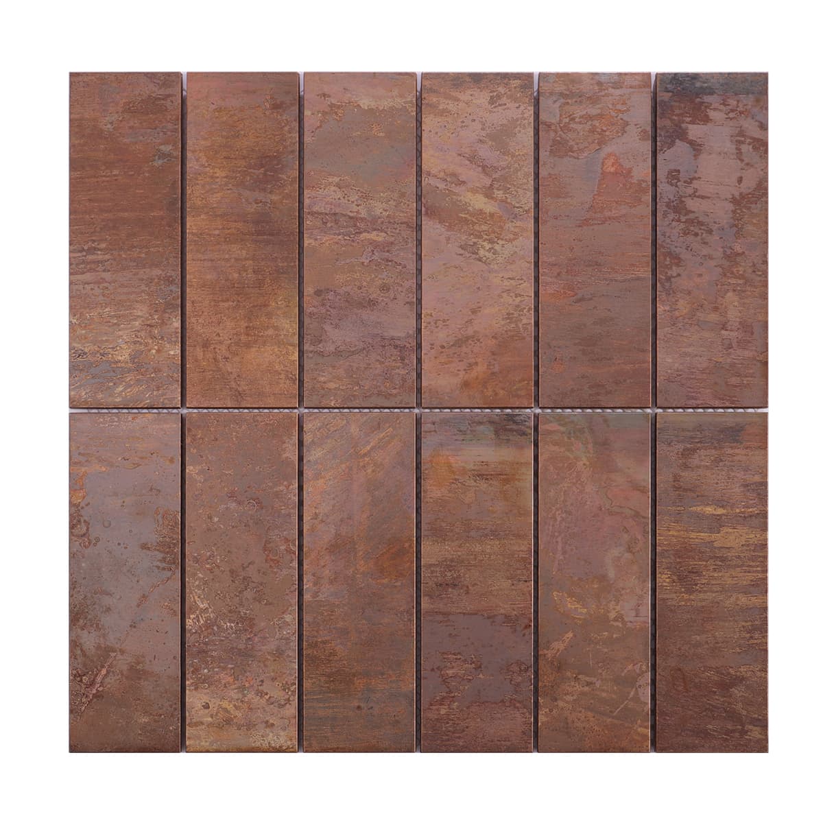 Copper mosaic brick shape full sheet view