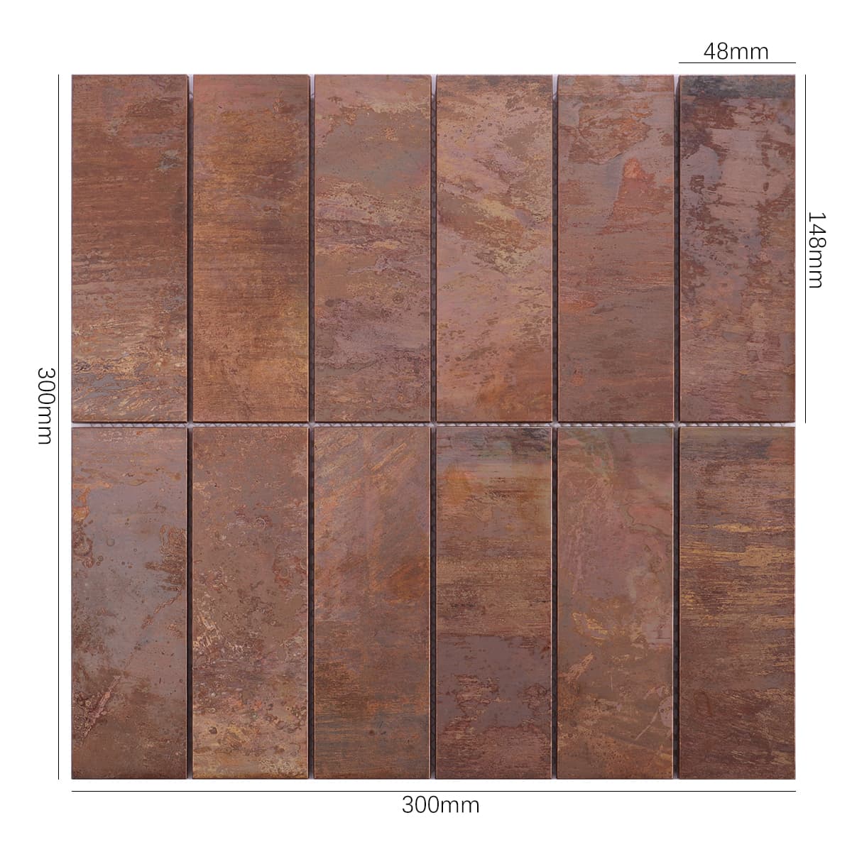 Copper mosaic brick shape tile sheet