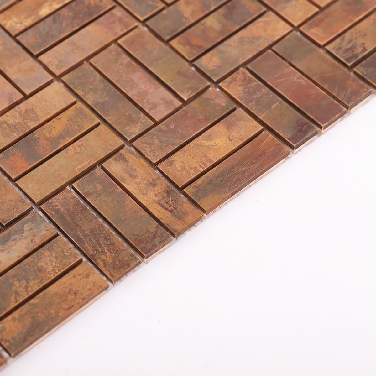 Edge details of copper mosaic tile sheet