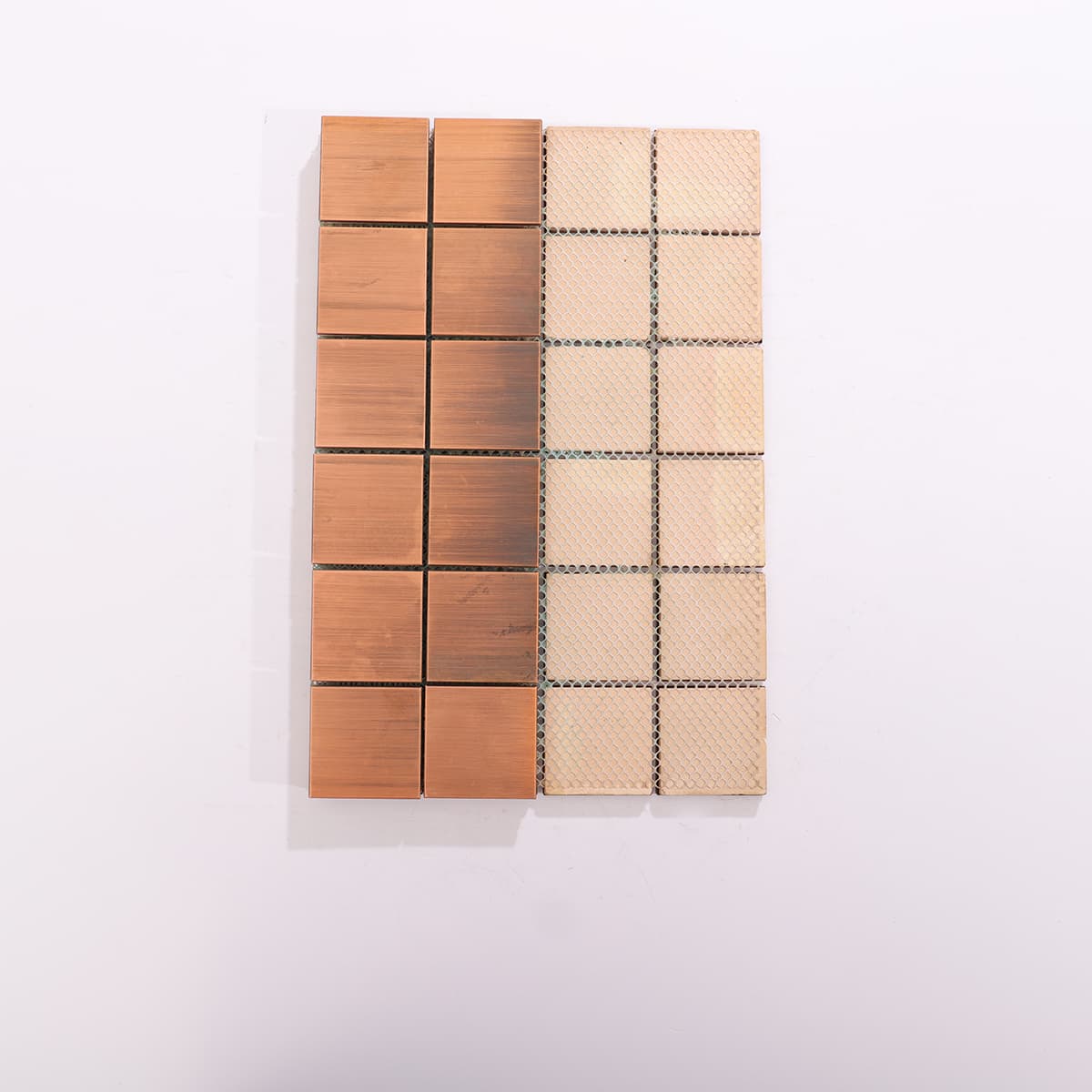 Back mesh of copper square mosaic tile sheet