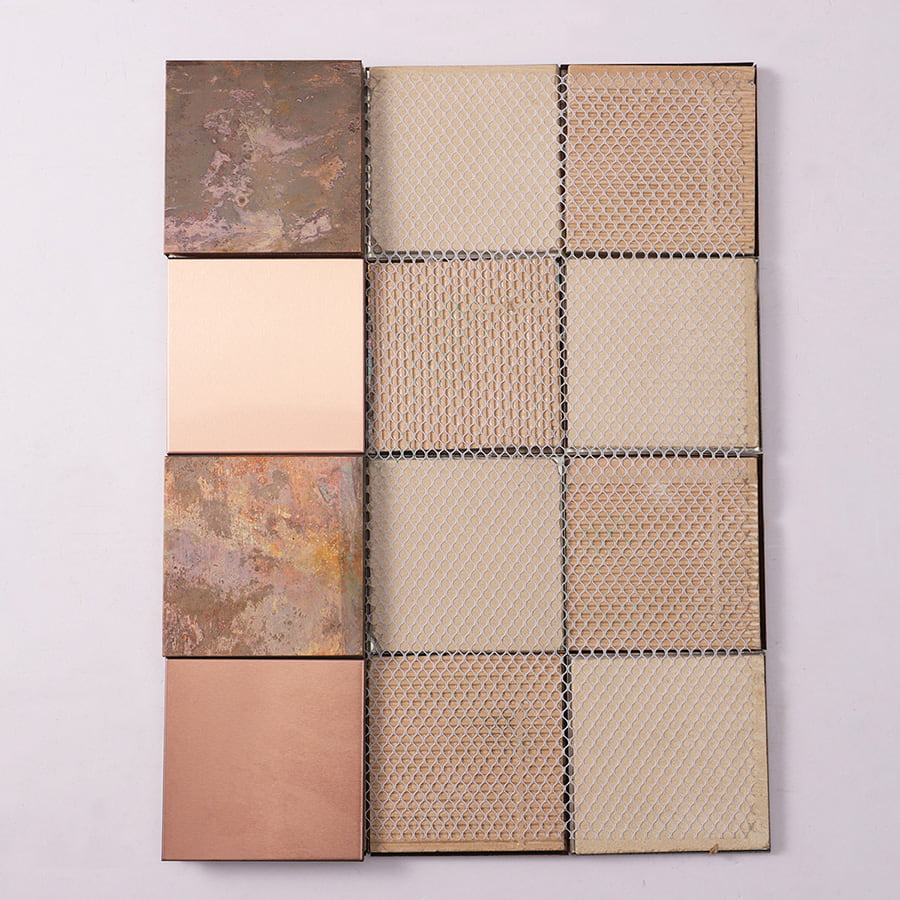 Back mesh of Copper and Rose Stainless Steel 3D Mosaic Tiles