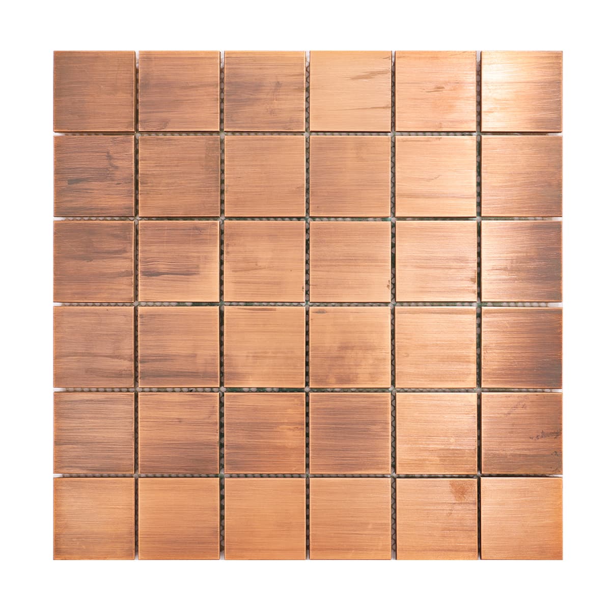 Copper square mosaic tile with brushed finish mosaic style