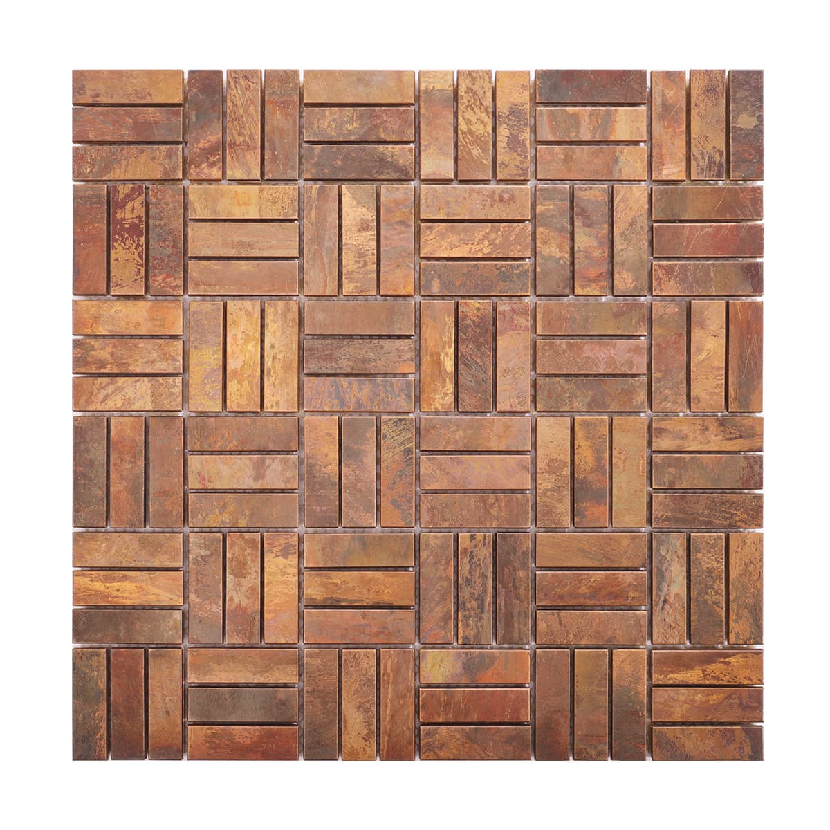 Front view of copper mosaic with random layout